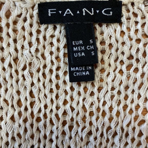 Fang women’s crochet boho open vest with fringe beige color size S - Picture 10 of 12